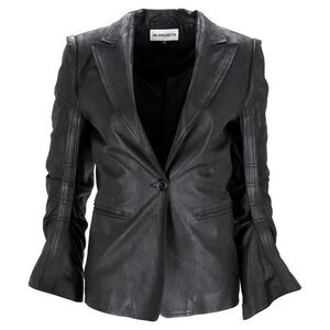Ann Demeulemeester Single-Breasted Jacket in Black Leather